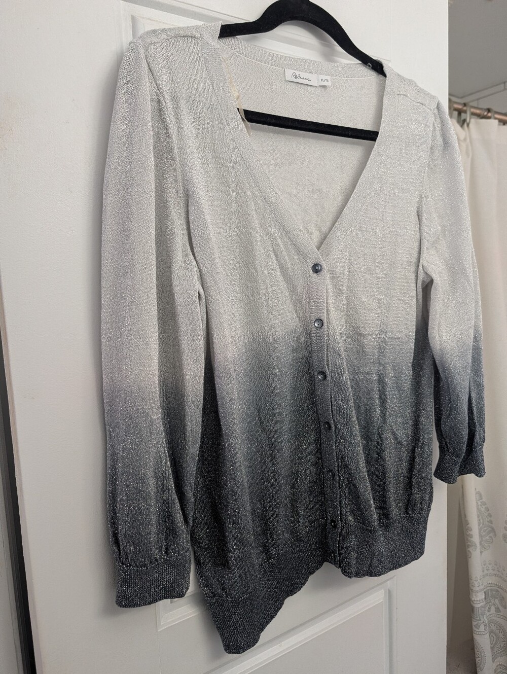 Reitmans Silver to Black Ombre V-Neck Cardigan PTP 20 "